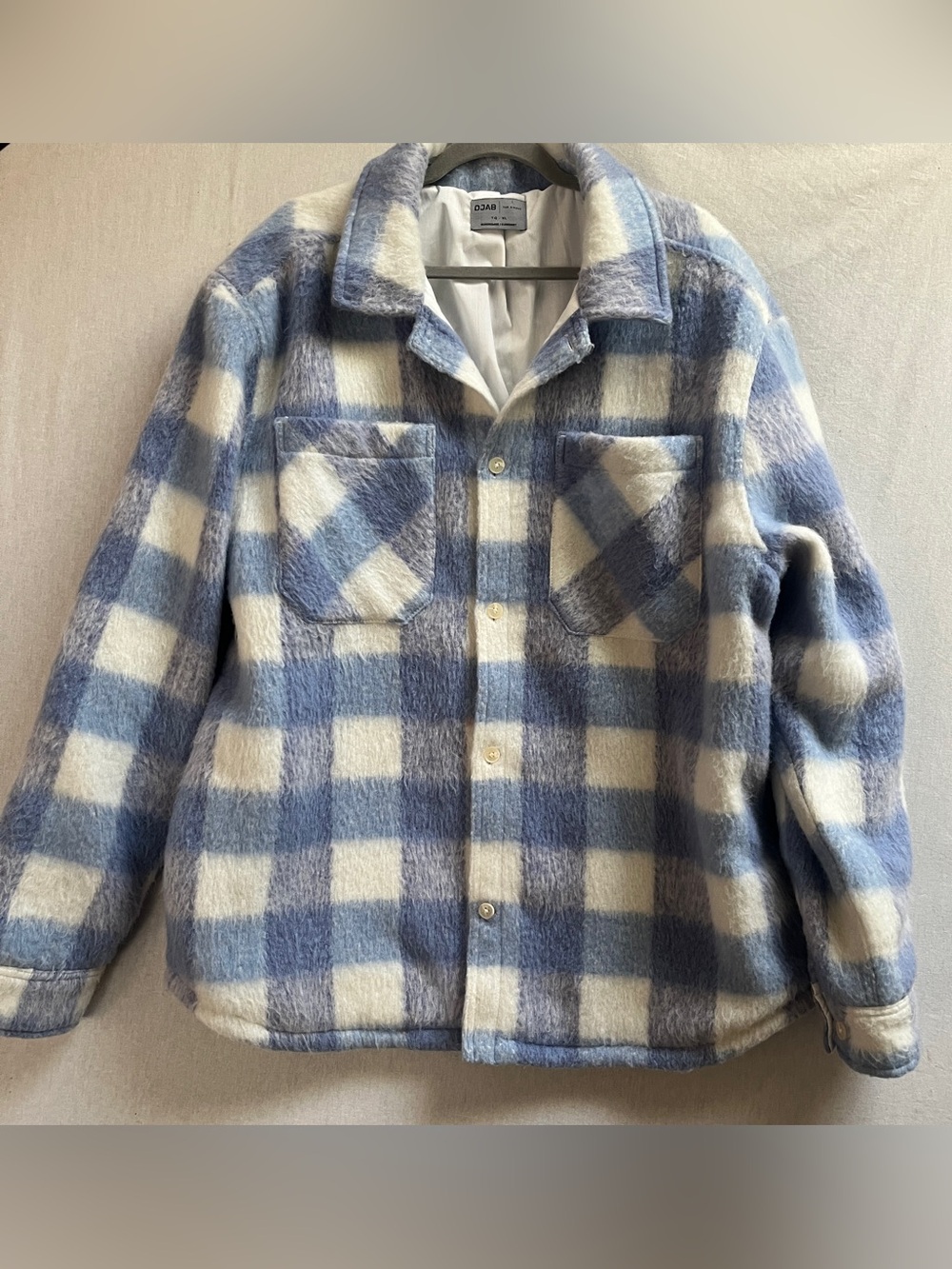 DJAB by Simons Blue & White Plaid Flannel Shacket Jacket Size XL